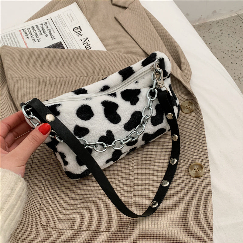 Leopard Pattern Plush Bag Personality Diagonal Women Bag Chain Bag Bag Shoulder - Life's Fun Treasures