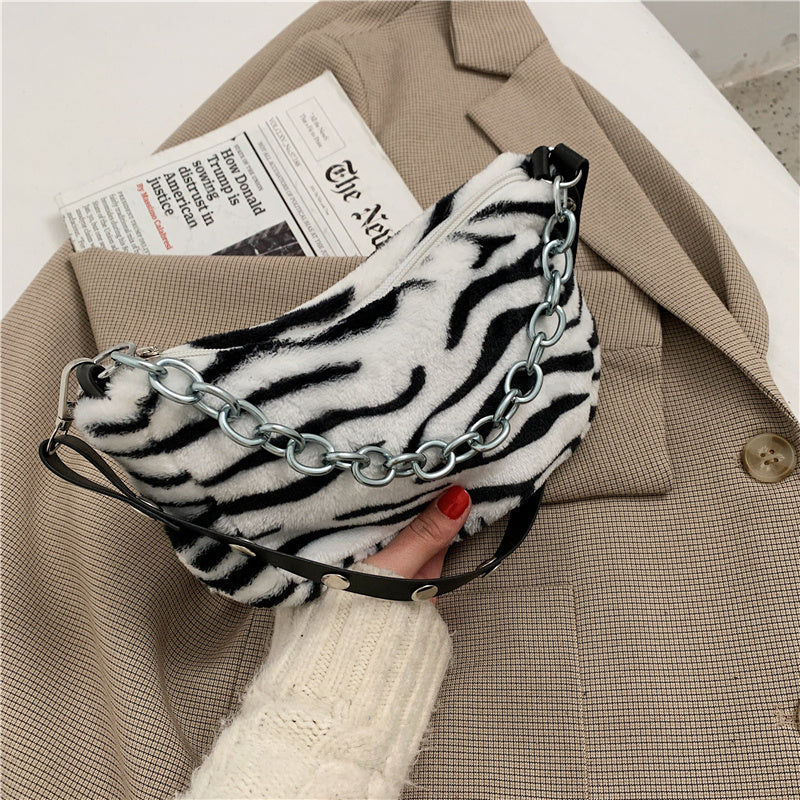 Leopard Pattern Plush Bag Personality Diagonal Women Bag Chain Bag Bag Shoulder - Life's Fun Treasures