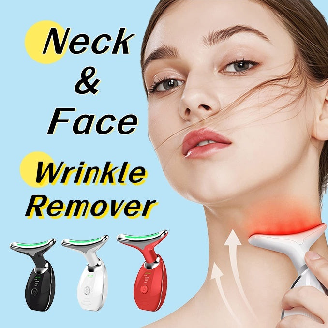 Neck Face Beauty Device Colorful LED Photon Therapy Skin Tighten Reduce Double Chin Anti Wrinkle Remove Lifting Massager - Life's Fun Treasures