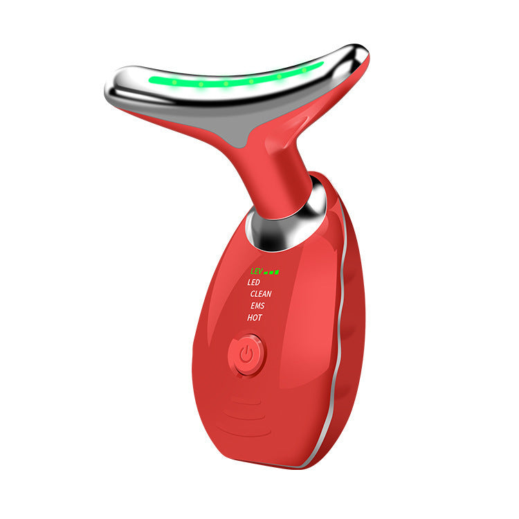 Neck Face Beauty Device Colorful LED Photon Therapy Skin Tighten Reduce Double Chin Anti Wrinkle Remove Lifting Massager - Life's Fun Treasures