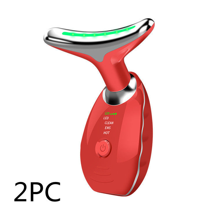Neck Face Beauty Device Colorful LED Photon Therapy Skin Tighten Reduce Double Chin Anti Wrinkle Remove Lifting Massager - Life's Fun Treasures