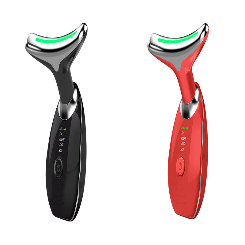 Neck Face Beauty Device Colorful LED Photon Therapy Skin Tighten Reduce Double Chin Anti Wrinkle Remove Lifting Massager - Life's Fun Treasures