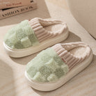 Plaid Plush Slippers Women's Indoor Plush Home Slippers Soft Sole Thick Non-Slip Warm House Shoes Couple Autumn And Winter - Life's Fun Treasures