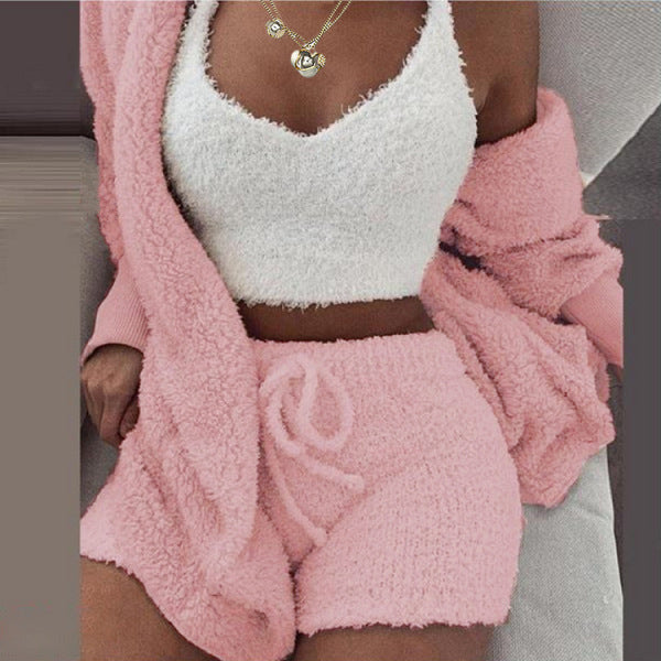 3 Pieces Of Fashionable Ladies Plush Home Clothes - Life's Fun Treasures