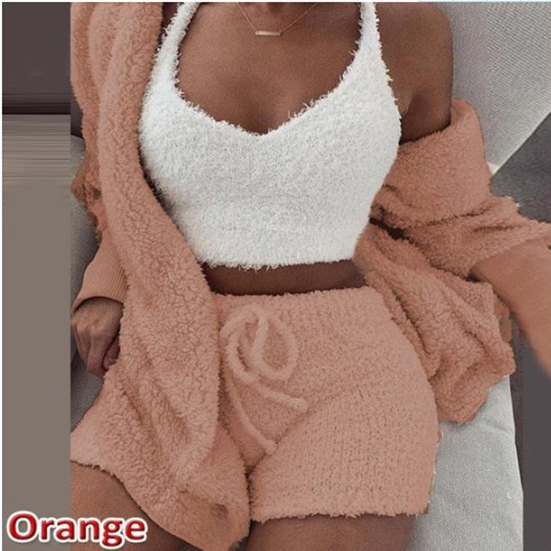 3 Pieces Of Fashionable Ladies Plush Home Clothes - Life's Fun Treasures