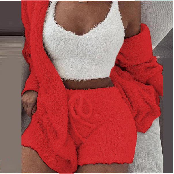 3 Pieces Of Fashionable Ladies Plush Home Clothes - Life's Fun Treasures