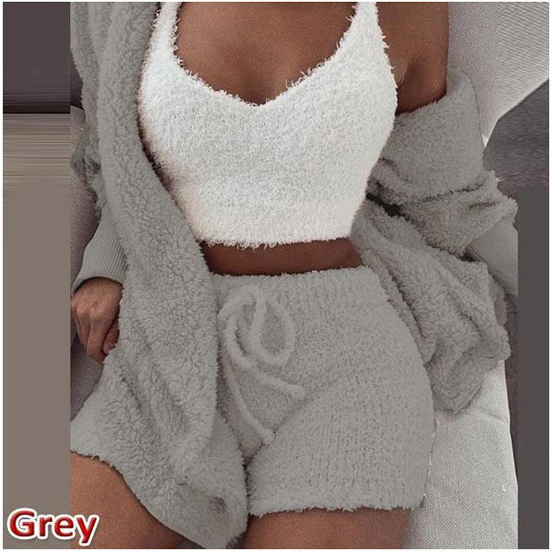 3 Pieces Of Fashionable Ladies Plush Home Clothes - Life's Fun Treasures
