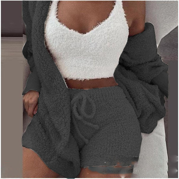 3 Pieces Of Fashionable Ladies Plush Home Clothes - Life's Fun Treasures