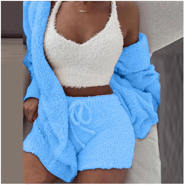 3 Pieces Of Fashionable Ladies Plush Home Clothes - Life's Fun Treasures