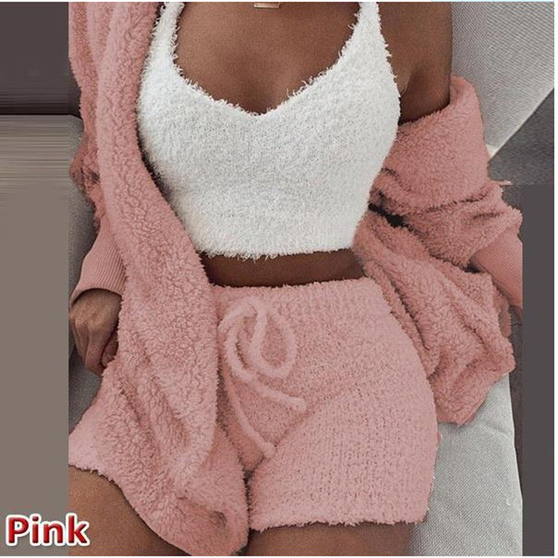 3 Pieces Of Fashionable Ladies Plush Home Clothes - Life's Fun Treasures