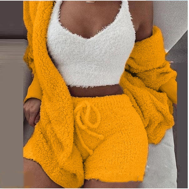 3 Pieces Of Fashionable Ladies Plush Home Clothes - Life's Fun Treasures