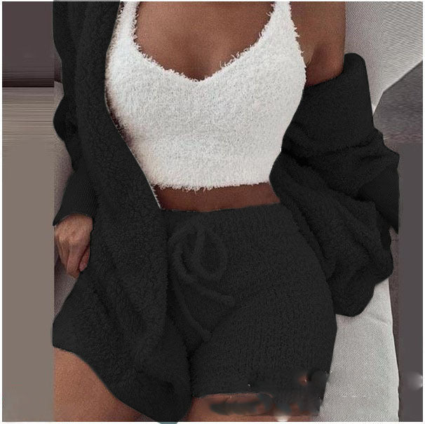 3 Pieces Of Fashionable Ladies Plush Home Clothes - Life's Fun Treasures