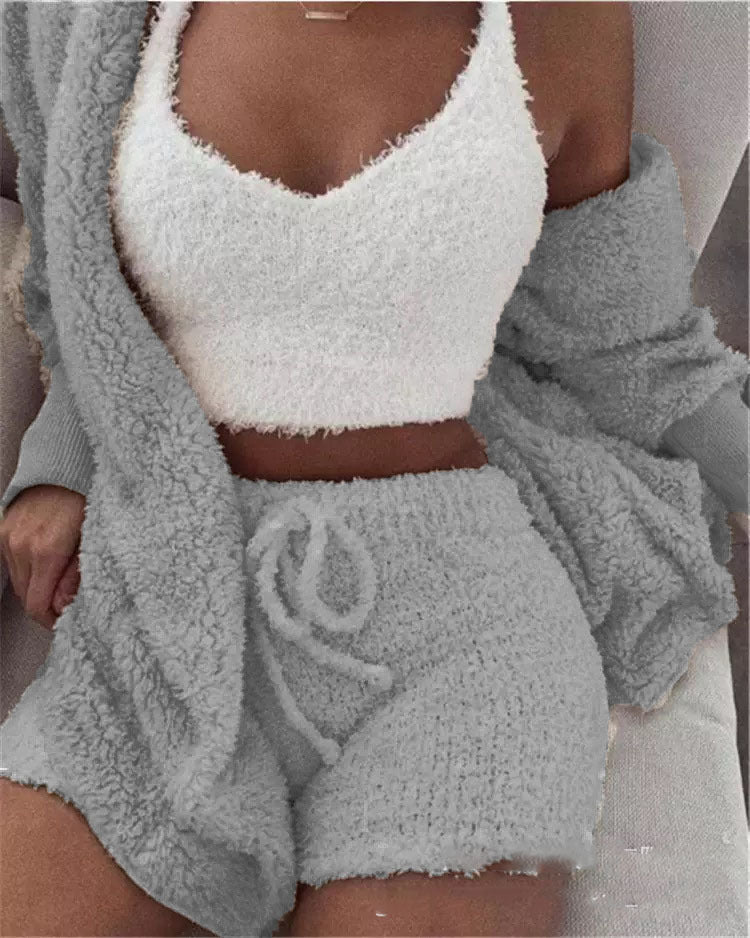3 Pieces Of Fashionable Ladies Plush Home Clothes - Life's Fun Treasures