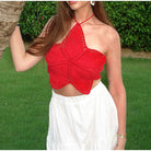 Halter Lace-up Flower Top Sweet And Spicy Young - Life's Fun Treasures