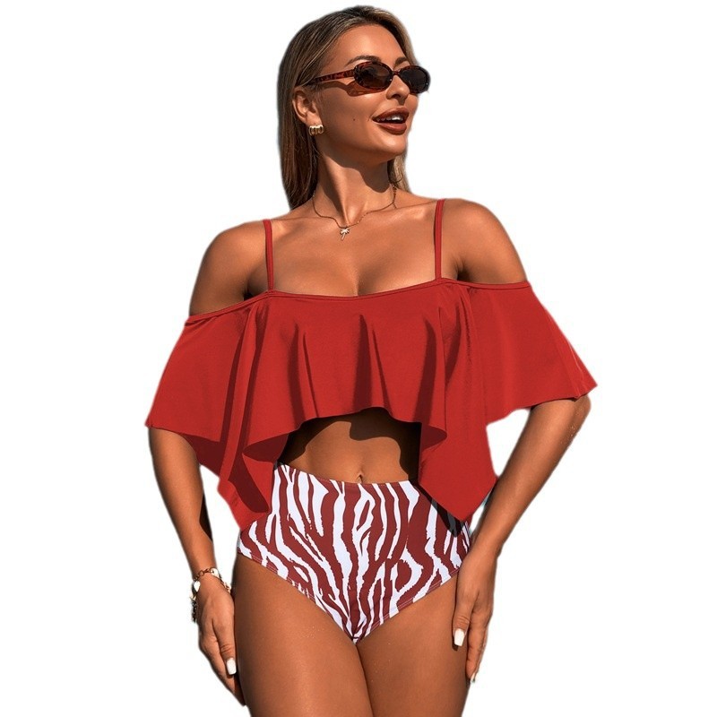 Bikini Nylon Large Lotus Leaf Split Swimsuit - Life's Fun Treasures