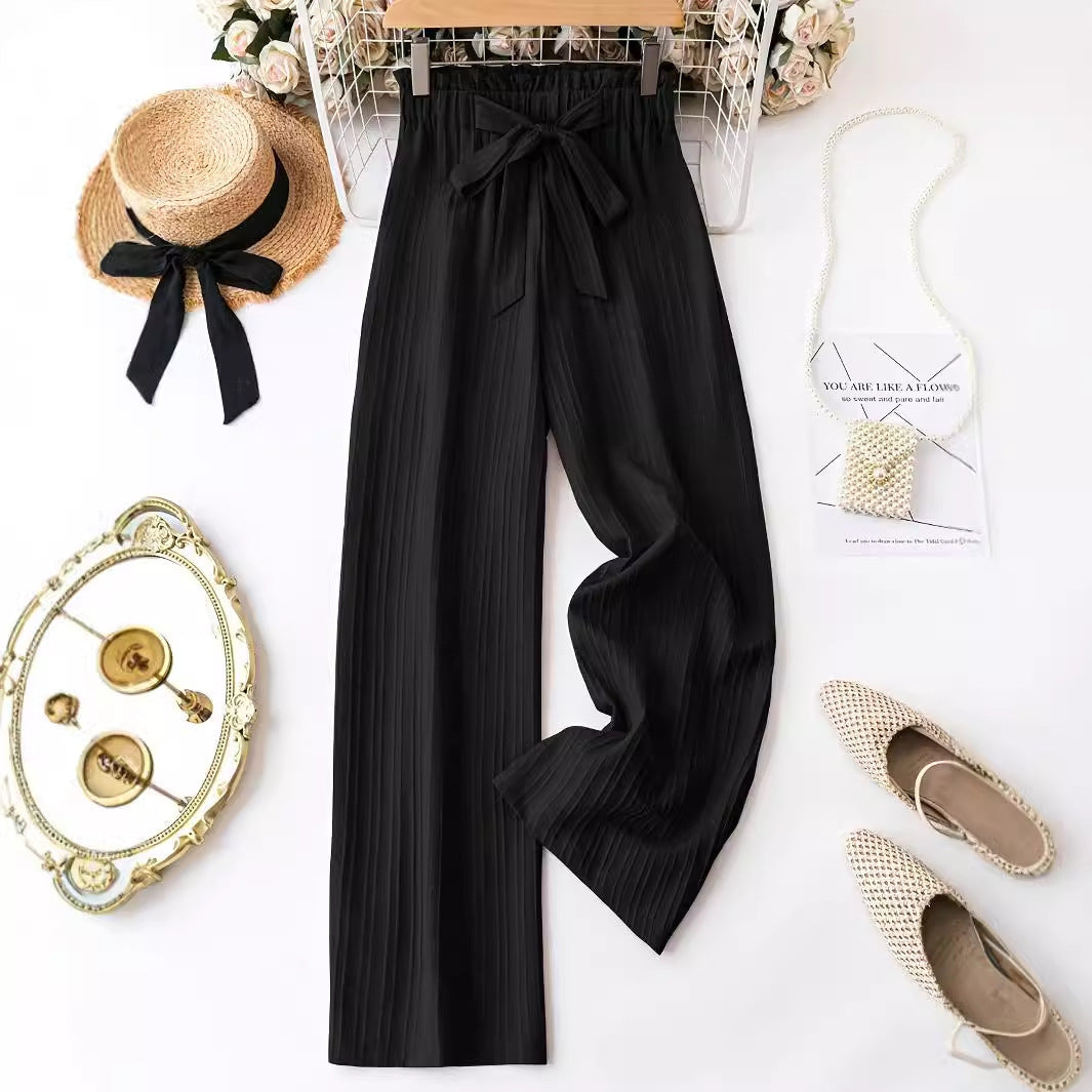 Women's Solid Color Belt Casual Pants - Life's Fun Treasures