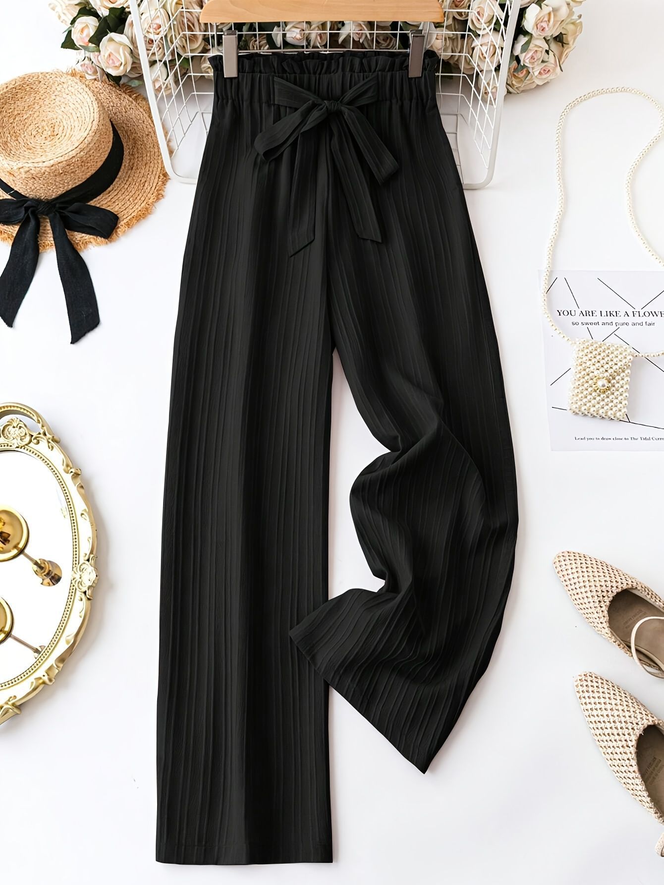 Women's Solid Color Belt Casual Pants - Life's Fun Treasures