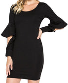 Jayla Dress - Mini body conscious dress with novelty cuffed bell - Life's Fun Treasures