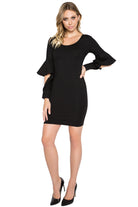 Jayla Dress - Mini body conscious dress with novelty cuffed bell - Life's Fun Treasures
