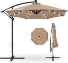 10Ft Solar LED Offset Hanging Market Patio Umbrella for Backyard, - Life's Fun Treasures