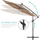 10Ft Solar LED Offset Hanging Market Patio Umbrella for Backyard, - Life's Fun Treasures