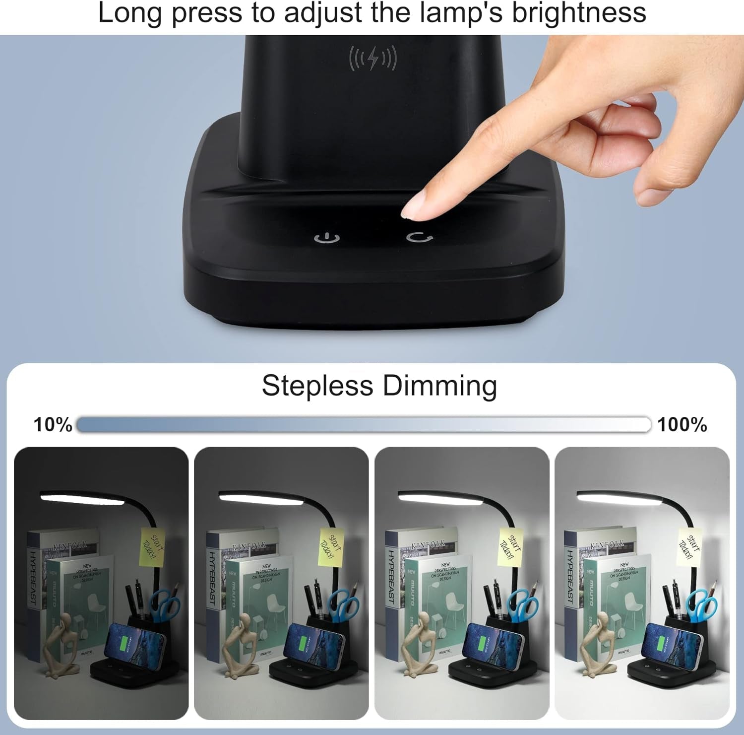Desk Lamp, LED Desk Lamps for Home Office, Wireless Charger Small Desk - Life's Fun Treasures