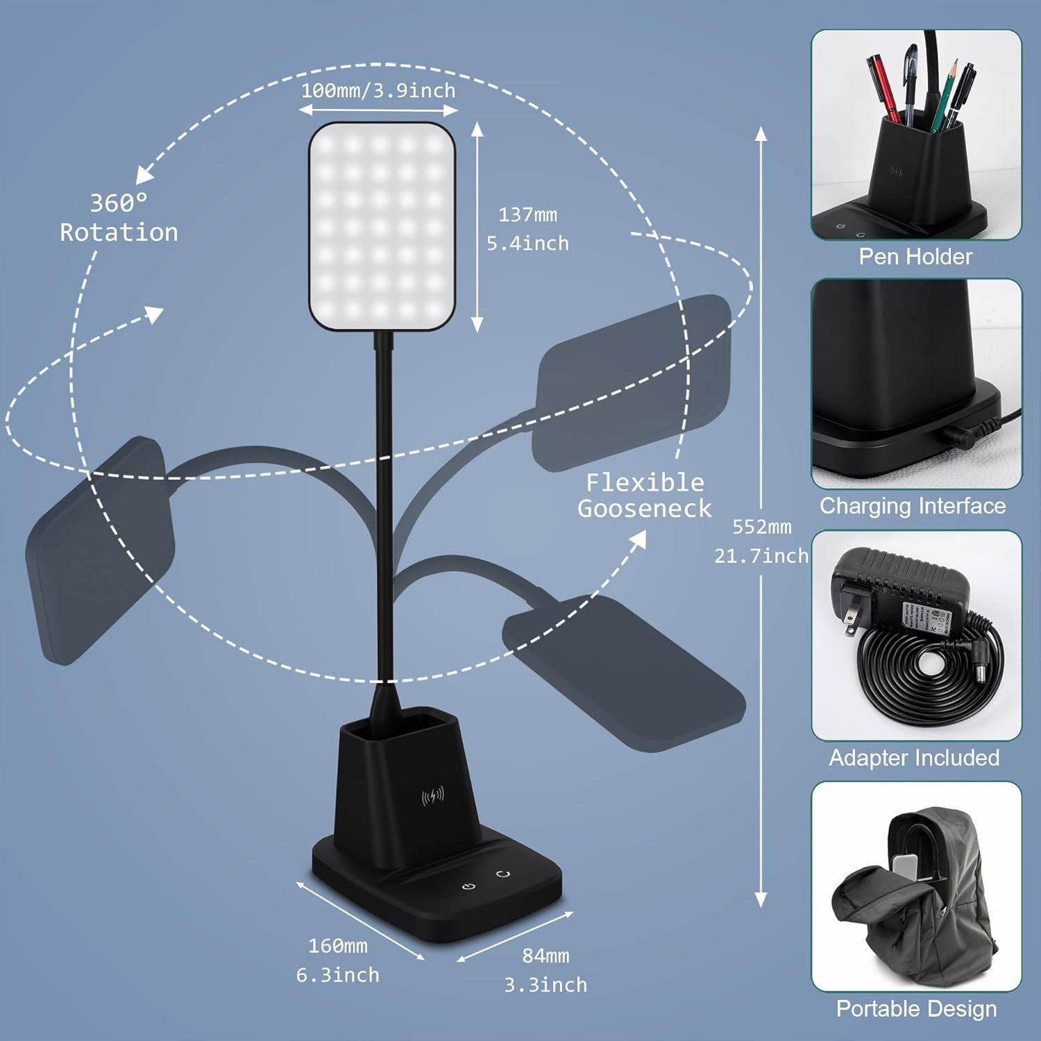 Desk Lamp, LED Desk Lamps for Home Office, Wireless Charger Small Desk - Life's Fun Treasures