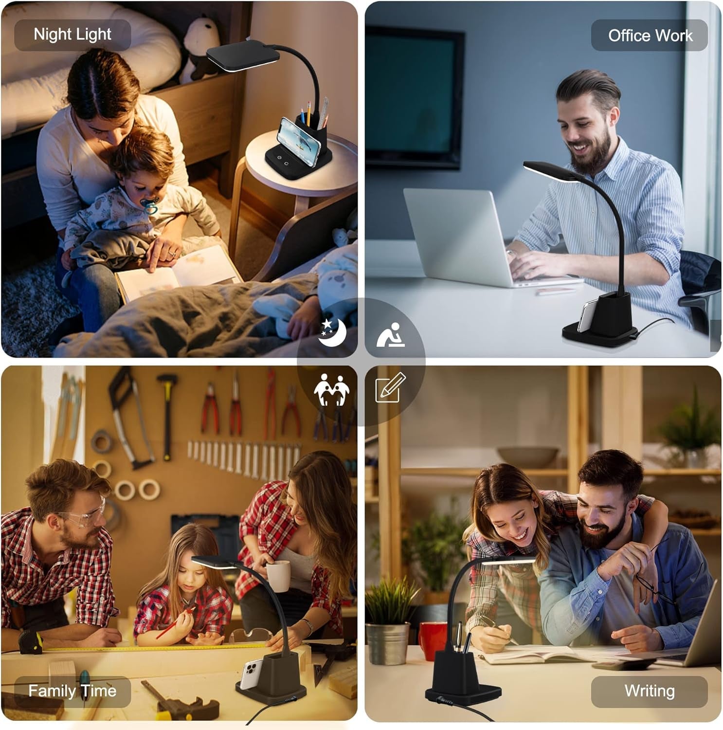 Desk Lamp, LED Desk Lamps for Home Office, Wireless Charger Small Desk - Life's Fun Treasures