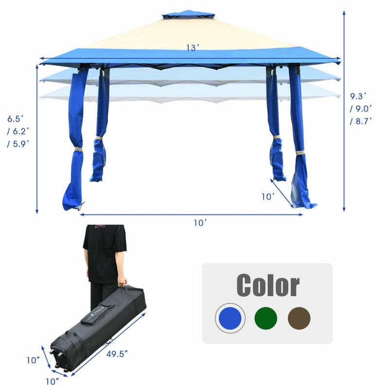 13 X 13 Feet Pop up Gazebo Tent with Carry Bag for Patio Garden - Life's Fun Treasures