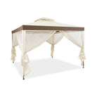 10 X 10 Feet Patio Canopy Gazebo with Neting and Double Tiered Roof - Life's Fun Treasures