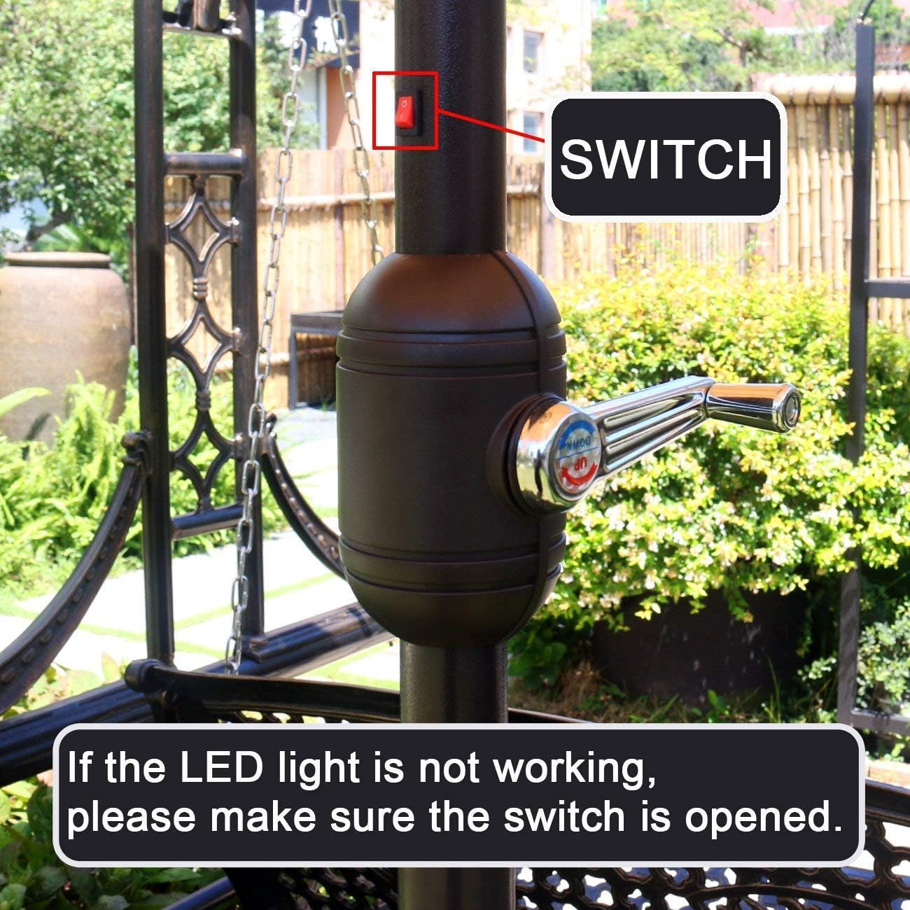 9' Solar LED Lighted Patio Umbrella with 8 Ribs/Tilt Adjustment and - Life's Fun Treasures