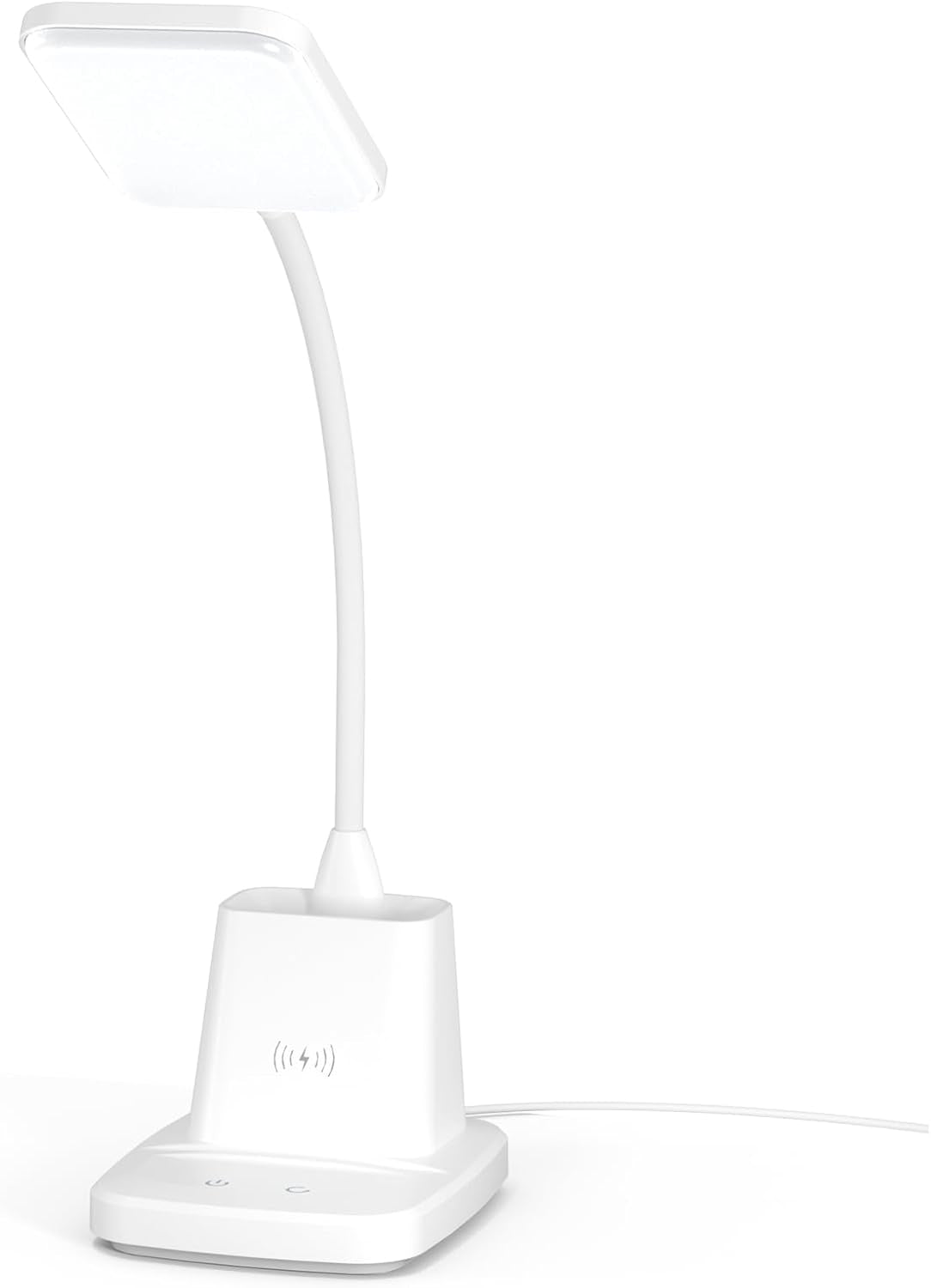 Upgraded LED Desk Lamp with Wireless Charger, White Small Desk Light - Life's Fun Treasures