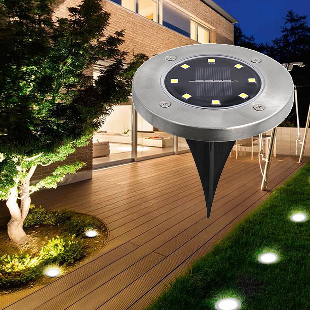 4/8 LEDs Solar Powered Buried Light Outdoor Pathway Garden Decking - Life's Fun Treasures