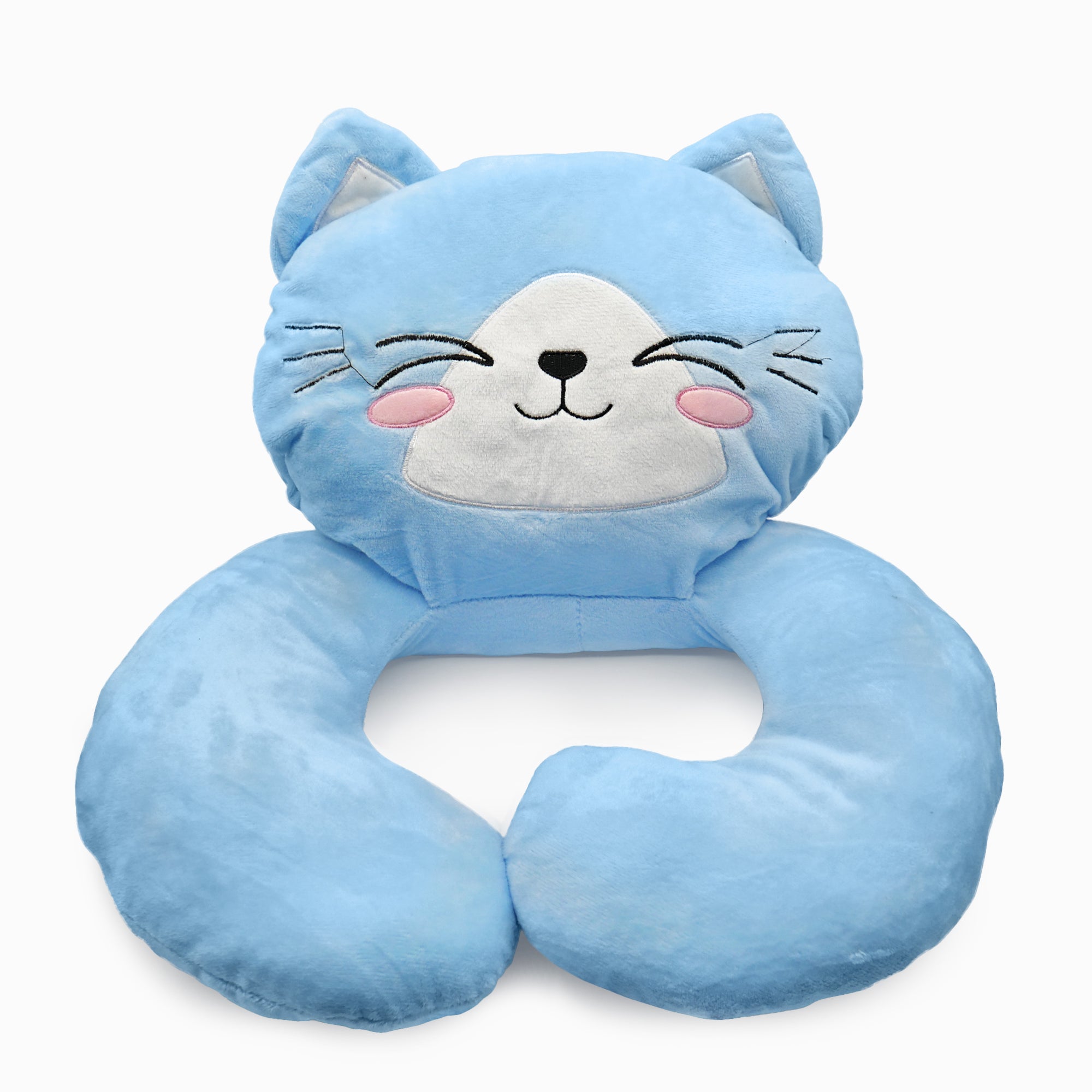 Glow in the dark Blanket, Moon Stars & Cat Neck Pillow-Blue - Life's Fun Treasures