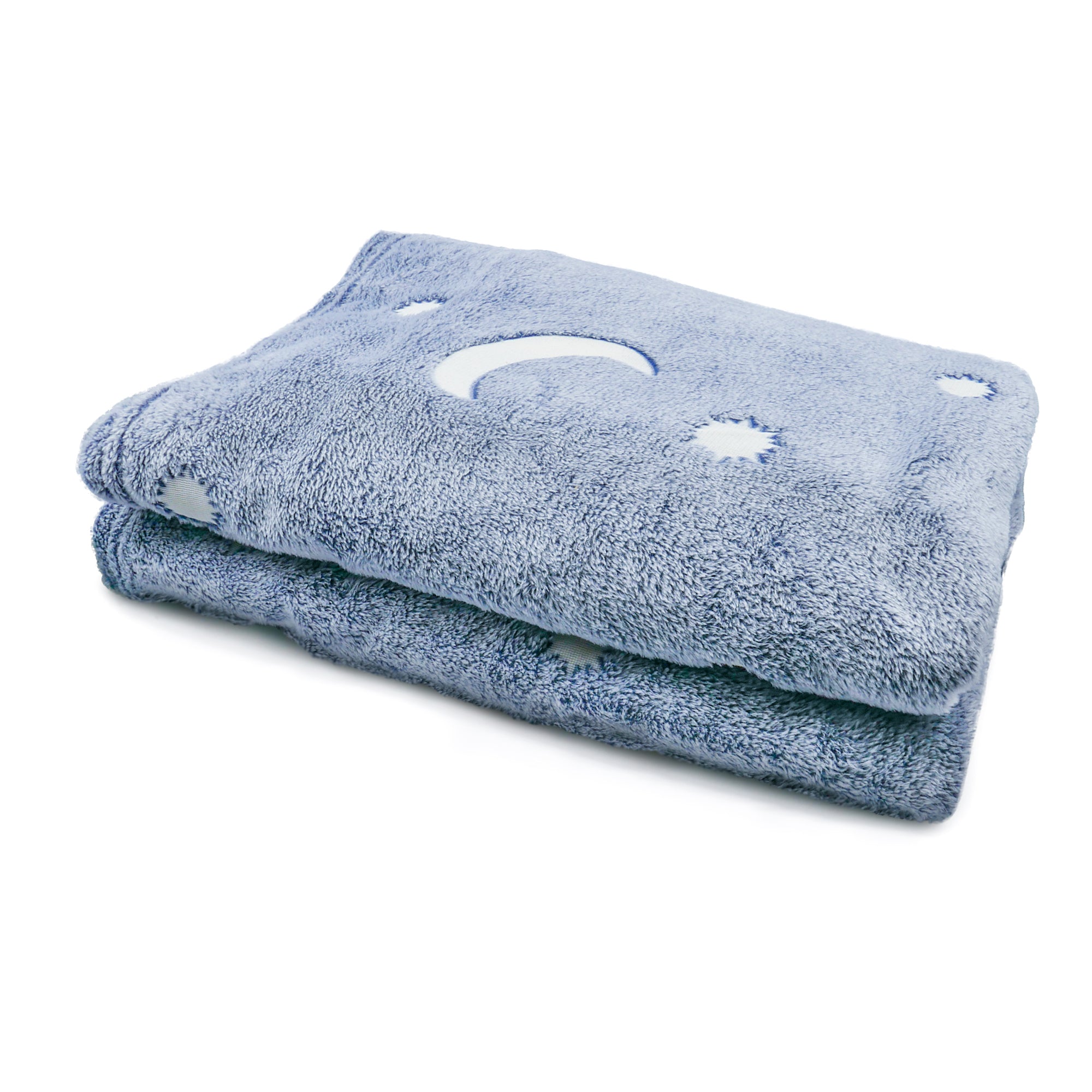 Glow in the dark Blanket, Moon Stars & Cat Neck Pillow-Blue - Life's Fun Treasures