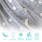 Glow in the Dark Blanket & Pillow Set-Gray & Blue - Life's Fun Treasures