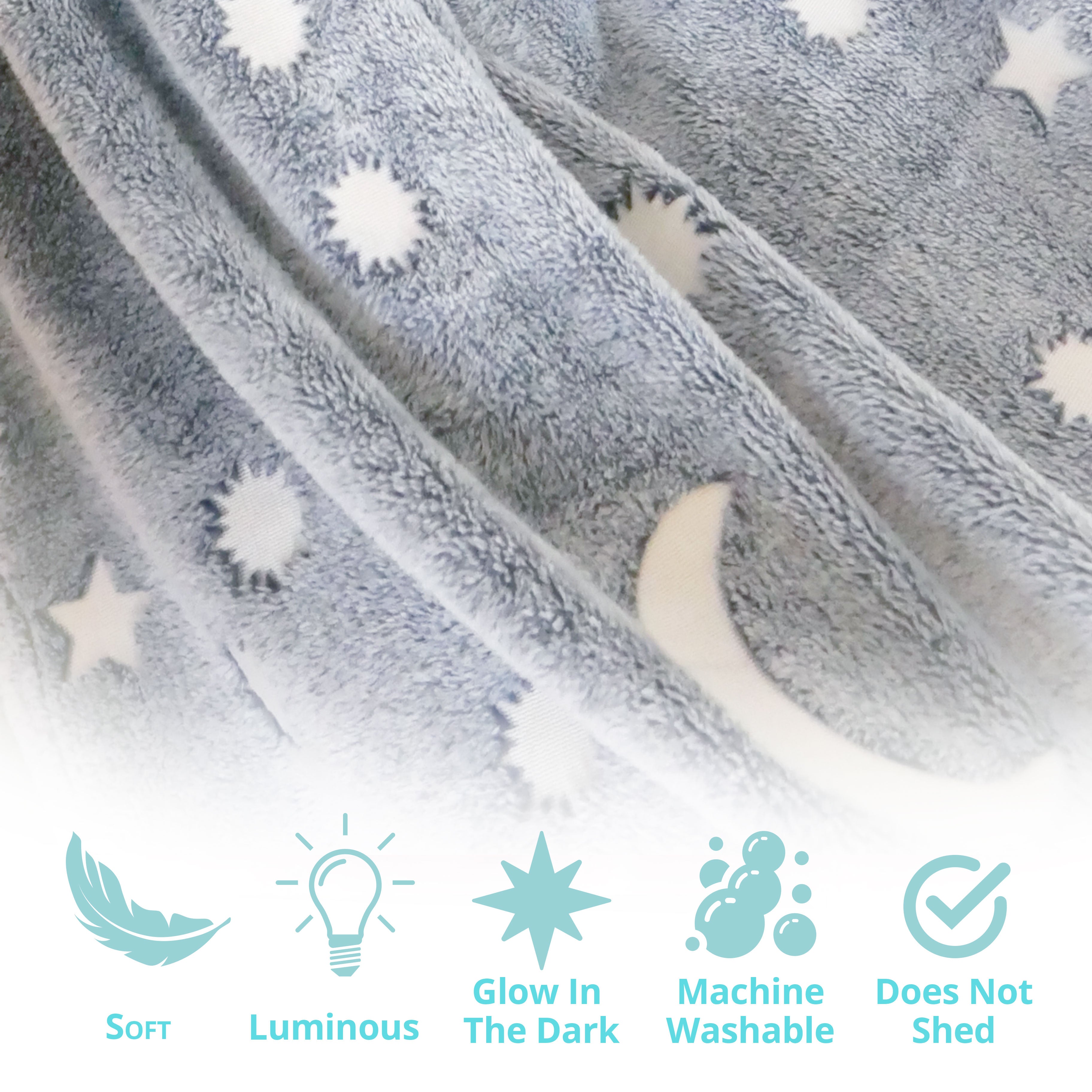 Glow in the Dark Blanket & Pillow Set-Gray & Blue - Life's Fun Treasures