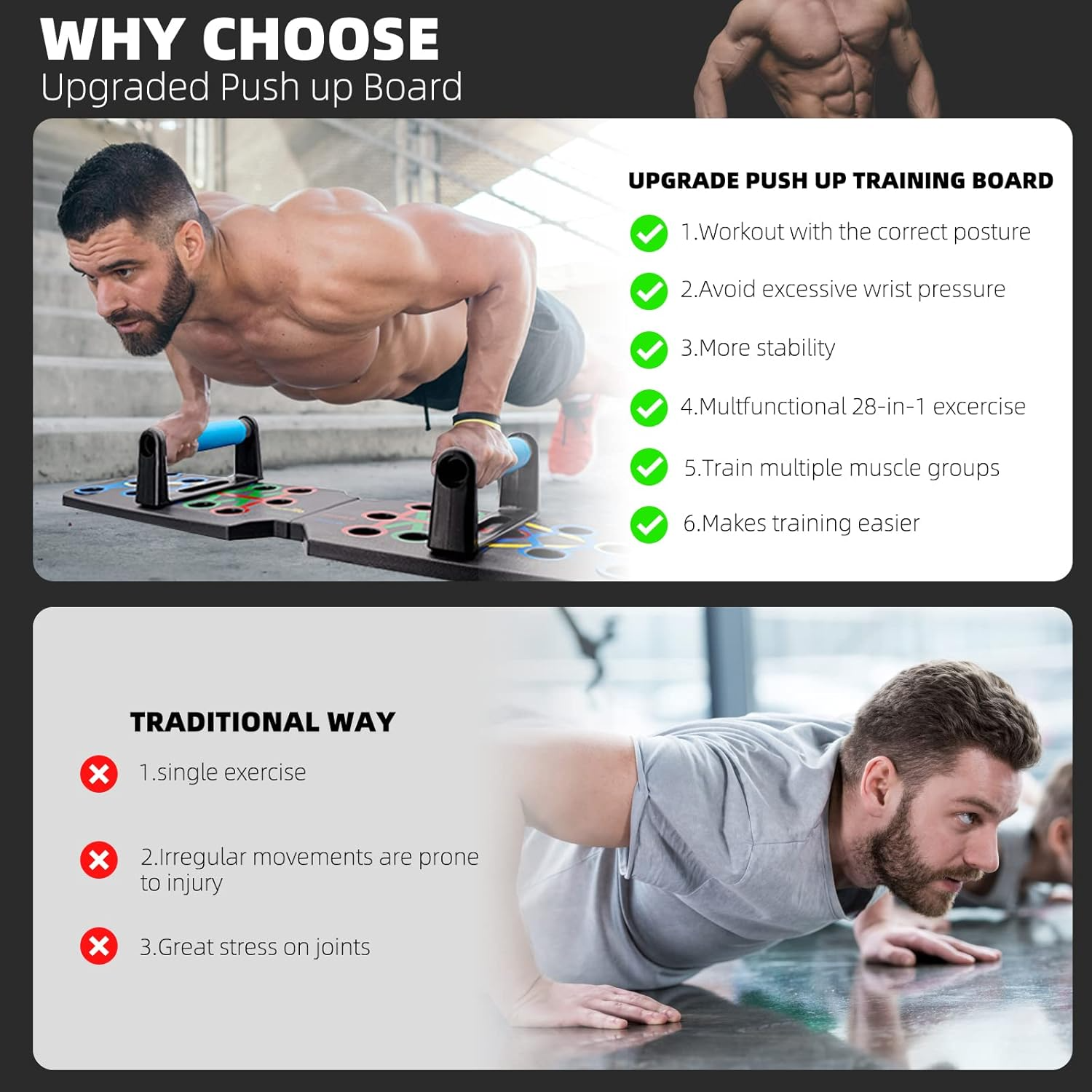 28 in 1 Push Up Rack Board System Fitness Workout Train Home Gym - Life's Fun Treasures