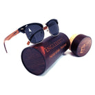Real Walnut Wood Club Style Sunglasses With Bamboo Case, Polarized - Life's Fun Treasures