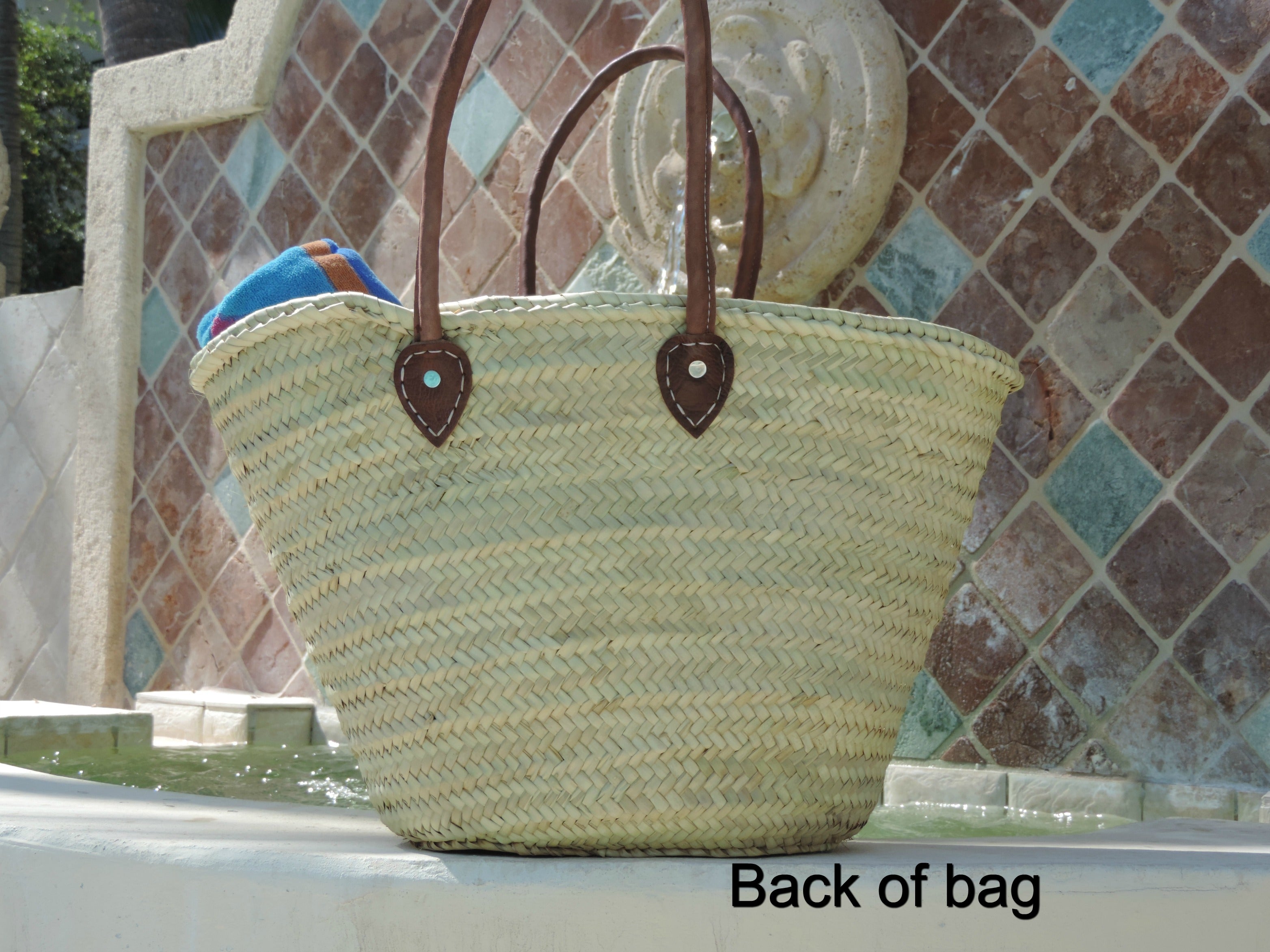 Straw Bag with Hand-Painted Magenta LOVE Design - Life's Fun Treasures