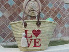 Straw Bag with Hand-Painted Magenta LOVE Design - Life's Fun Treasures