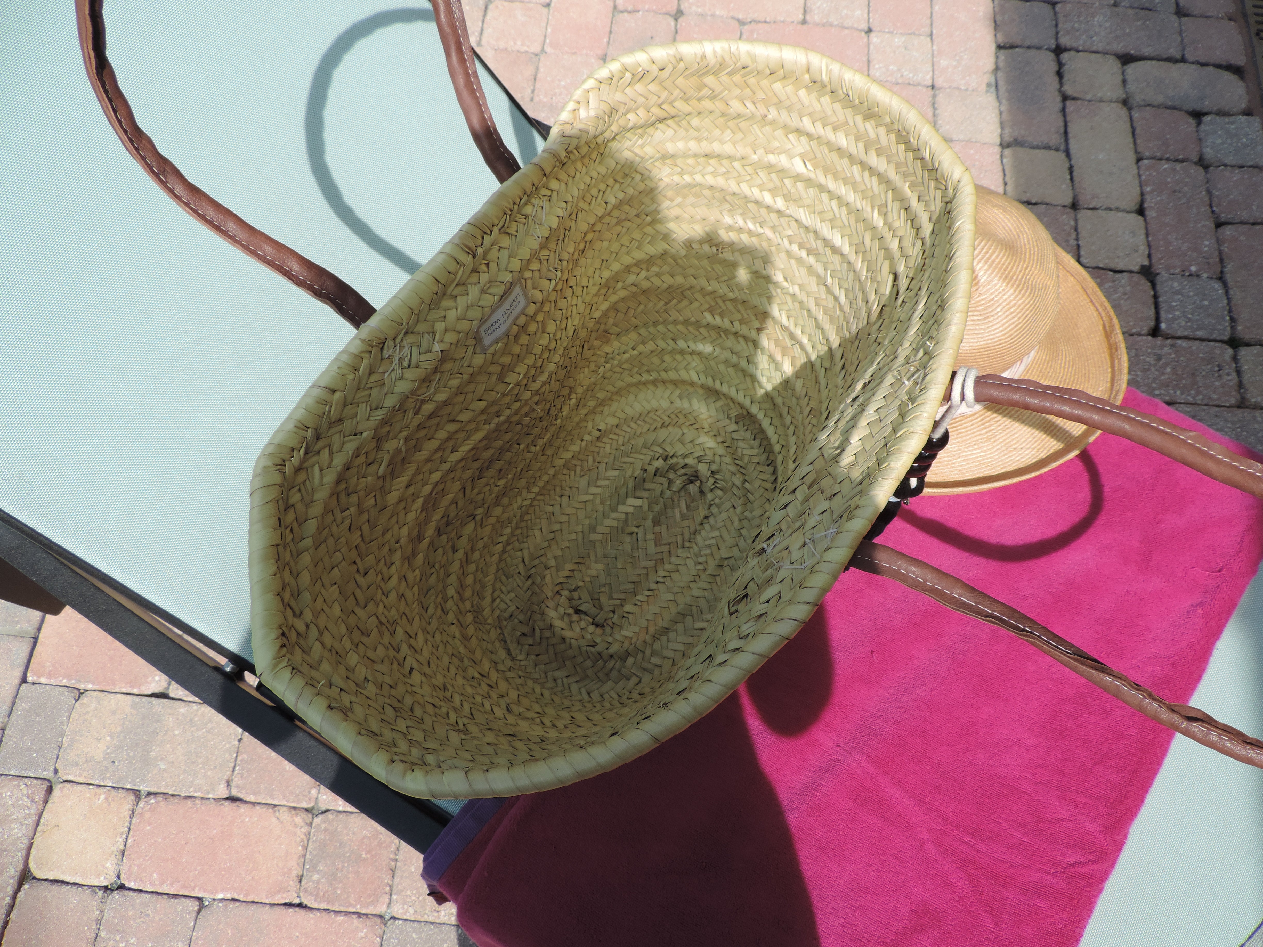 Straw Bag with Hand-Painted Magenta LOVE Design - Life's Fun Treasures