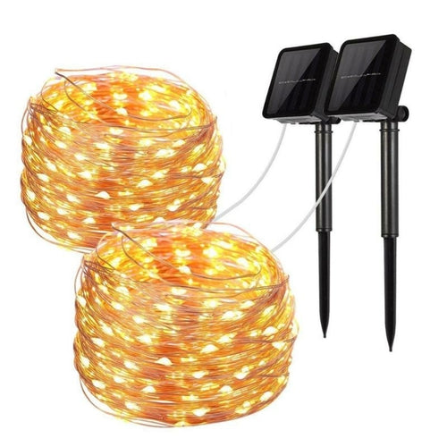 Mini Fiery 100 Lights Shine Like Firebugs With Solar Power 2/ Pak - Life's Fun Treasures