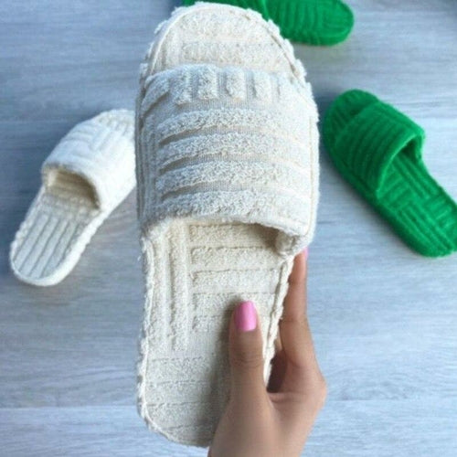 Flat Thick Furry Slippers Women Comfort Leisure Beach Shoes - Life's Fun Treasures
