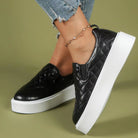 Slip-on Flats Loafers Lightweight  Casual Platform Shoes White/Black - Life's Fun Treasures