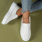 Slip-on Flats Loafers Lightweight  Casual Platform Shoes White/Black - Life's Fun Treasures