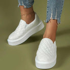 Slip-on Flats Loafers Lightweight  Casual Platform Shoes White/Black - Life's Fun Treasures