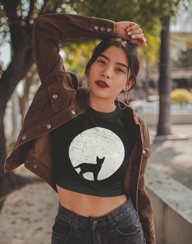 Night Cat Women's Crop Top - Life's Fun Treasures