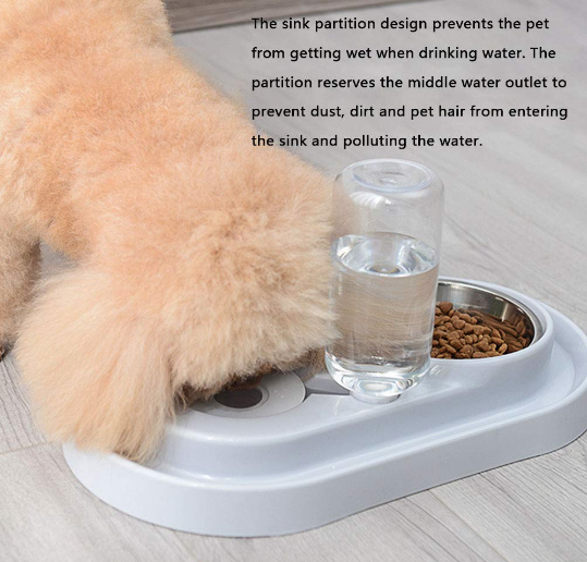 Stainless Steel Pet Bowls with Automatic Water Bottle - Life's Fun Treasures