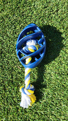 Rubber Football Dog Chew Toy with Tug Rope - Life's Fun Treasures